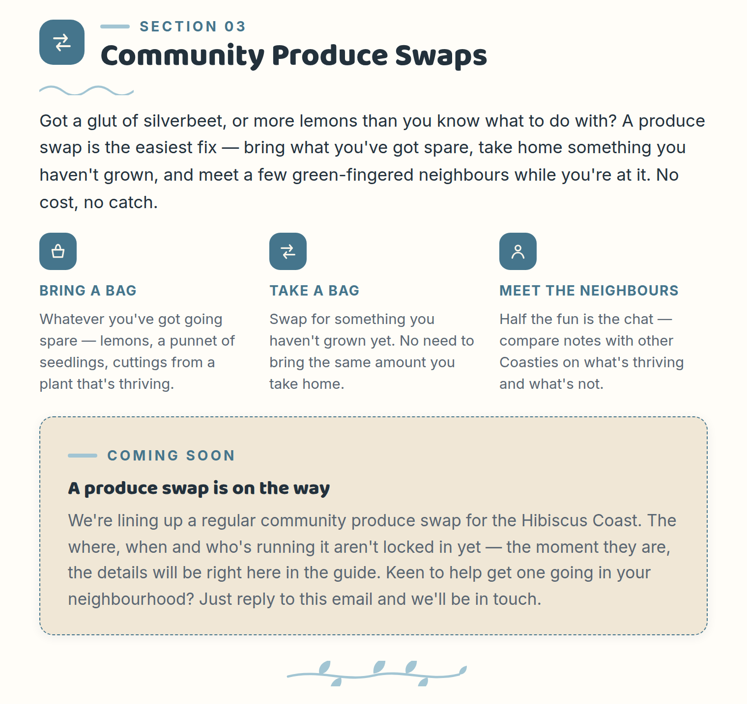September 2026 — community produce swaps